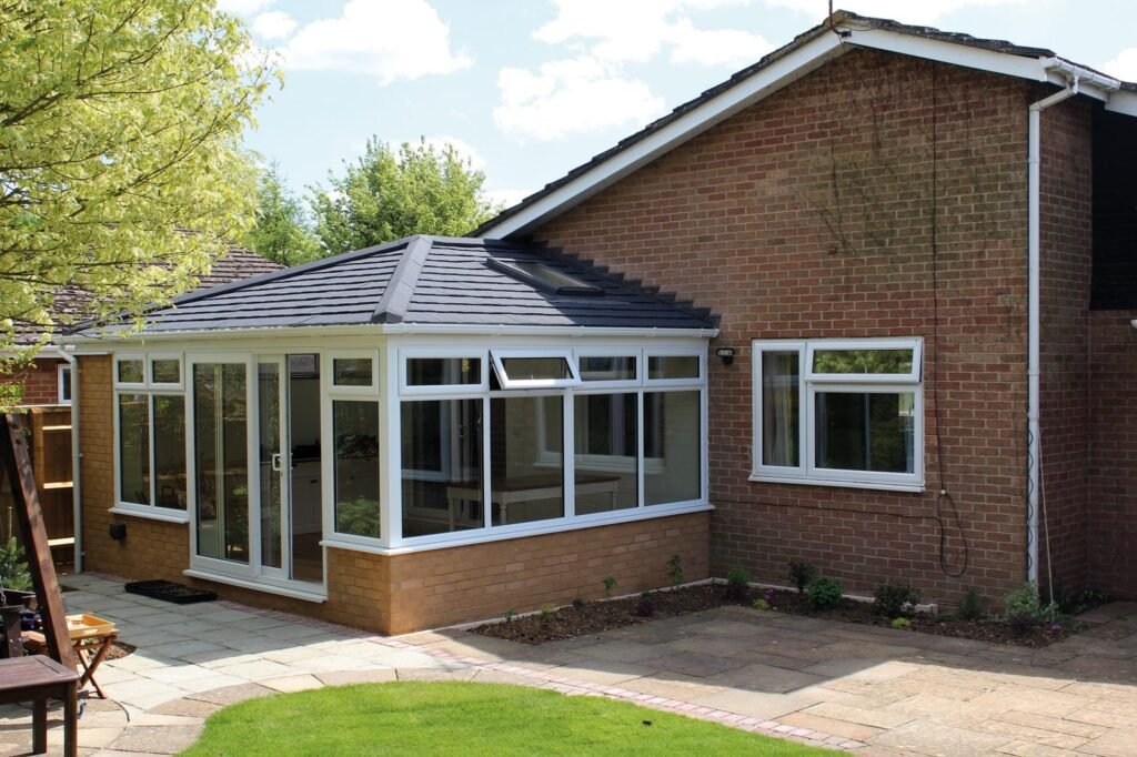 Conservatory with a tiled replacement roof